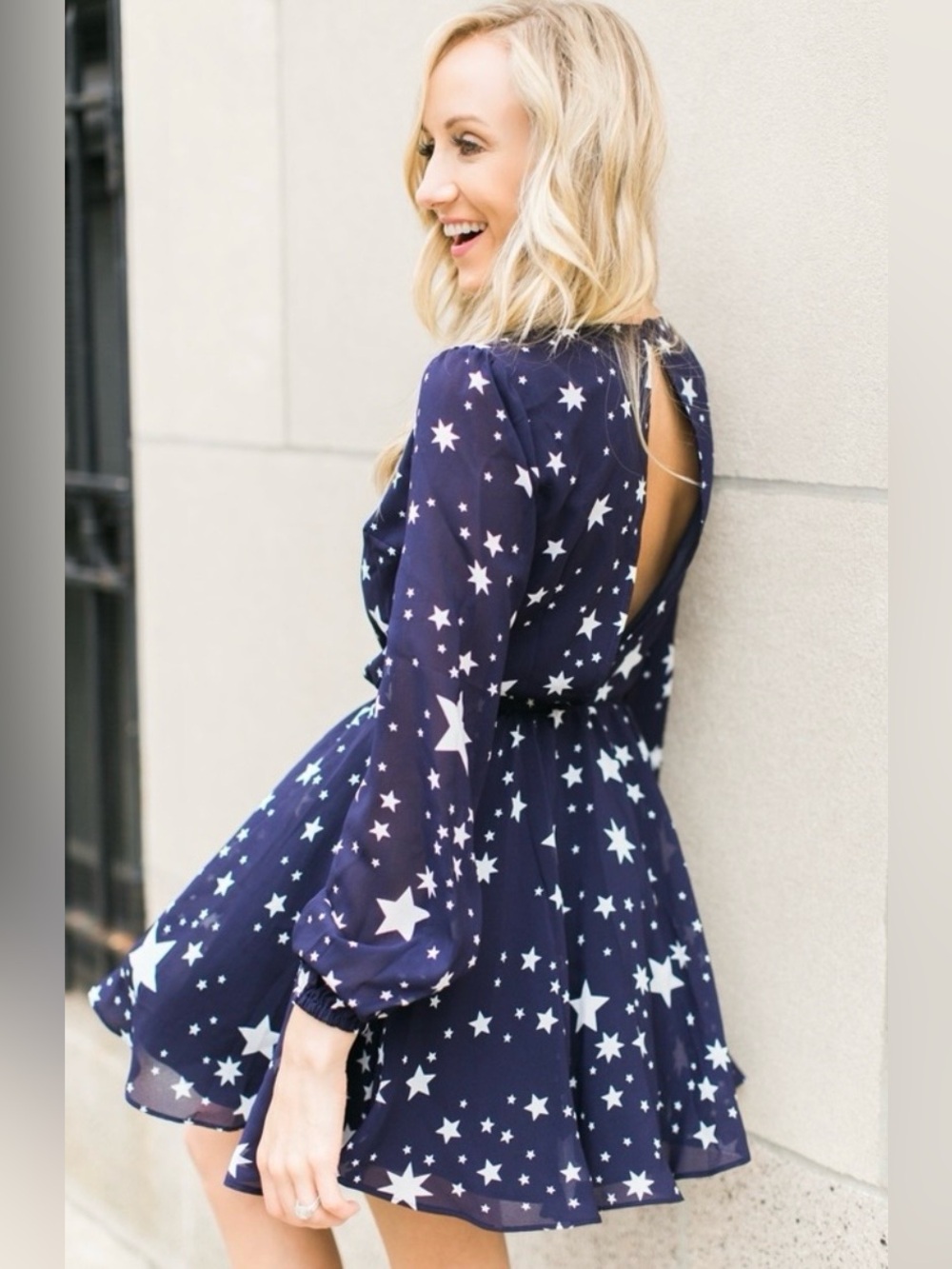 Lovers + Friends Revolve Lana Star Mini Dress Navy White XS
